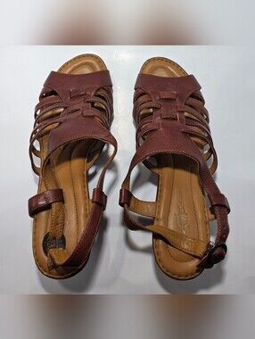 Born Børn Women's Brown Leather Gladiator Sandals Block Heel Size Us 11M/WEU 43